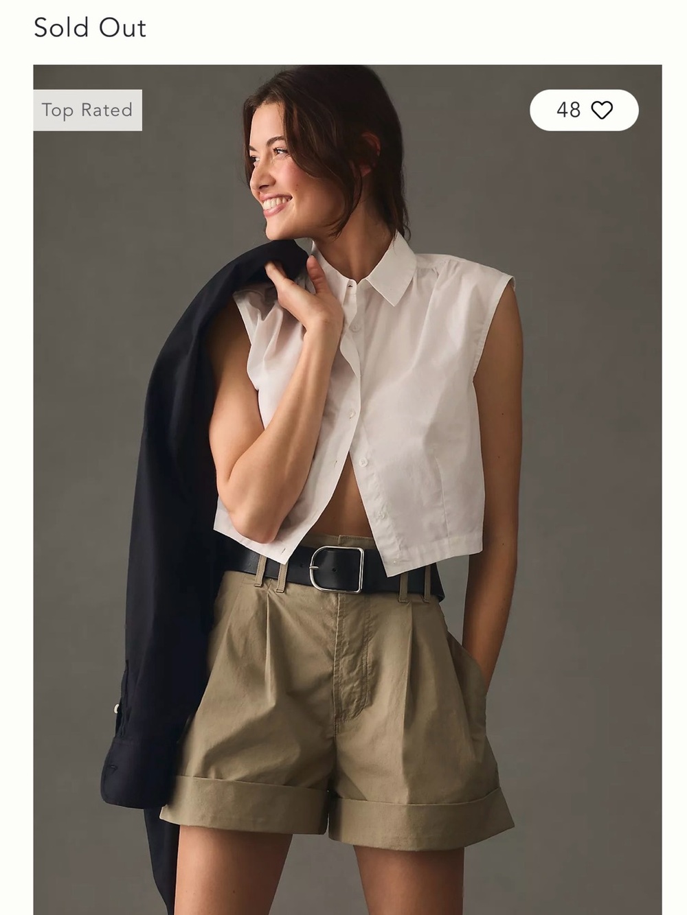 Citizens Of Humanity Khaki High-Rise Pleated Bermuda Shorts
